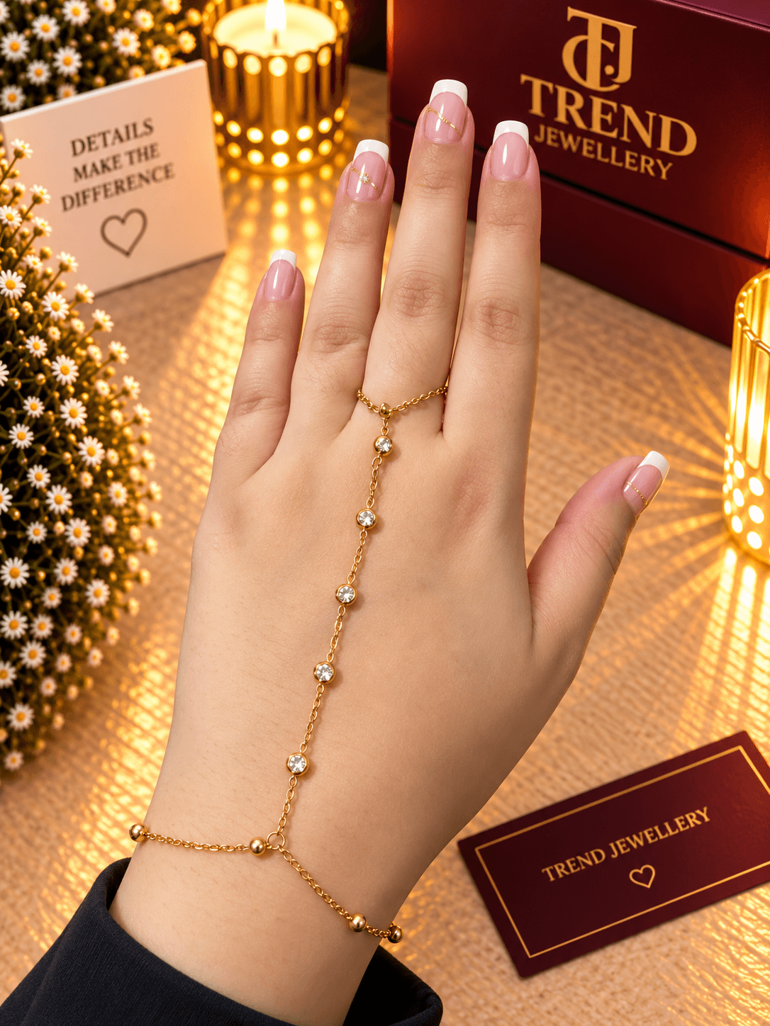 Crystal Station Hand Chain Stainless Steel