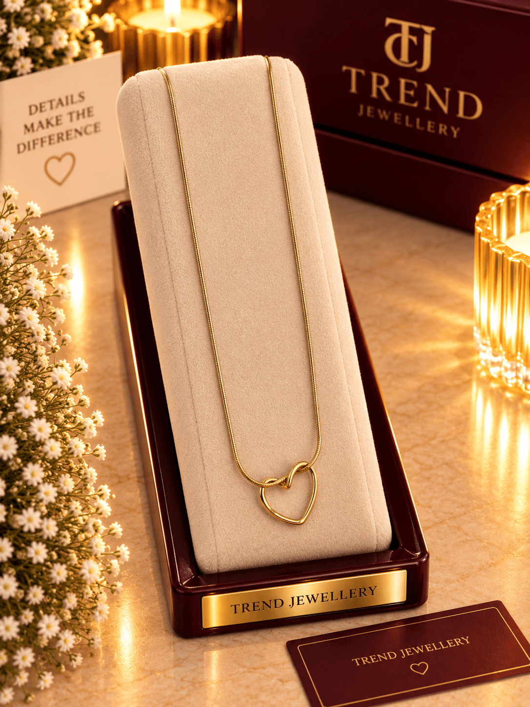 Open Heart Snake Chain Necklace Stainless Steel